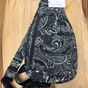 New with tags Vera Bradley Black and White Paisley Sling Bag